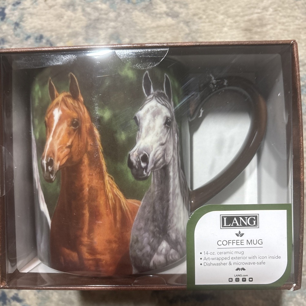 LANG Horse Mug Heads Up 2013 Artwork by Chris Cummings New In Box Great Gift